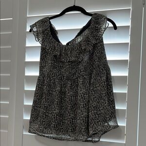 Banana Republic Black and White Blouse with Design